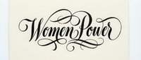 Elegant script lettering with flowing flourishes and decorative swirls spelling Women Power, isolated on cream background, ready for design projects, apparel, and branding applications.