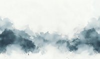 Misty mountain landscape in soft blue-gray watercolor tones with ethereal fog effect, creating a serene atmospheric abstract background.