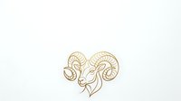 Aries ram head with curved horns, line art style illustration on white background for zodiac astrology designs.