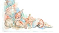 Watercolor seashells and starfish arrangement on white background, isolated coastal design elements suitable for marine-themed graphics, textiles, and decorative projects.