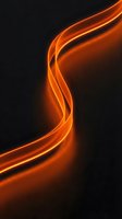 Glowing orange neon wave curves against dark background, creating dynamic flowing motion with luminous light effects for modern design projects.