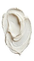 Creamy white cosmetic product swatch with smooth texture isolated on white background, suitable for skincare and beauty packaging design.