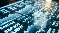 Financial market data display with stock charts and trading information on digital screen with water droplets creating dramatic lighting effects for business analytics.