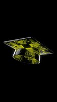Graduation cap with glowing yellow circuit board pattern inside, isolated on black background, suitable for education, technology, and academic design projects.