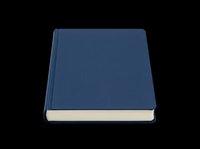 Dark blue hardcover book with cream-colored pages, isolated on transparent background. Ready for clipart, t-shirt design, print-on-demand products, stickers, and sublimation projects.