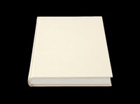 Blank hardcover book with cream cover, isolated on transparent background. Ready for mockups, clipart, stickers, print on demand, and t-shirt design use.