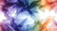 Ethereal watercolor abstract background with flowing rainbow colors blending into soft gradients of purple, blue, orange and white creates dreamy atmospheric effect.