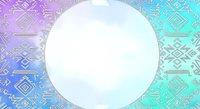 Isolated white circle on colorful geometric patterned background with purple, blue, and cyan tones, ready for design mockups, branding, and product presentations.