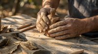 Skilled craftsman hands shaping wood with traditional tools in workshop. Artisan woodworking, handmade furniture creation, carpentry expertise and craftsmanship.