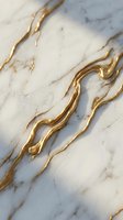 Luxurious white marble surface with flowing gold metallic veins and organic wavy patterns, ideal for elegant backgrounds, interior design, and premium product presentations.