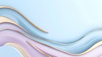 Elegant layered waves in soft pastel blue and pink with golden lines create modern abstract background design for luxury branding and presentations.