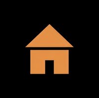 Orange house icon isolated on black background for web design and mobile applications.
