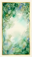 Watercolor botanical frame with lush green foliage and leaves bordering cream center space. Soft aquarelle technique creates dreamy garden aesthetic. Isolated design ready for invitations, cards, posters.