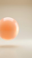 Glossy peach sphere floating against neutral beige background, isolated and ready for design projects, web graphics, and digital compositions.