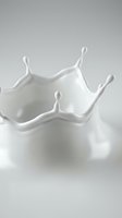 Milk splash crown frozen in motion on a light gray background, capturing a dynamic liquid drop moment for dairy and food advertising.