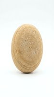Natural brown pumice stone isolated on white background for spa treatments and skincare exfoliation routines.