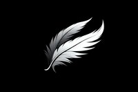 White feather silhouette isolated on black background, elegant and graceful design element for creative projects and decorative artwork.