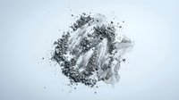 Swirling cloud of gray powder and particles dispersing in air against white background, suitable for digital effects, motion graphics, and creative design projects.