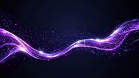 Glowing purple wave with sparkling particles flowing on dark background creates magical light trail effect for abstract design projects.