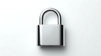 Closed metallic padlock with arched shackle isolated on white background, ready for security and protection design projects.