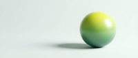 Glossy sphere with gradient from yellow to green on white background, isolated for design and branding projects.