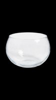 Empty clear glass bowl with rounded shape, isolated on transparent background, ready for design use on t-shirts, clipart, stickers, and print-on-demand products.