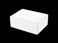 Blank white cardboard shipping box isolated on transparent background, ready for design use in mockups, packaging, stickers, print on demand, and clipart projects.