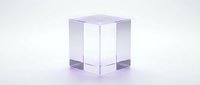 Translucent lavender glass cube with clean geometric form isolated on white background, suitable for product mockups, branding, and design projects.
