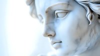 Classical marble sculpture profile showing serene facial features with soft lighting and artistic shadows for elegant design projects.