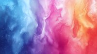 Vibrant rainbow watercolor background with flowing paint textures blending from blue to pink to orange creating artistic gradient effect for creative projects.