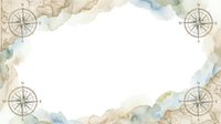 Vintage nautical border frame with compass roses and aged map elements on white background, isolated for design use.