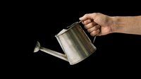Hand holding a metal watering can, isolated on transparent background. Ready for gardening clipart, t-shirt design, stickers, print on demand, and sublimation projects.