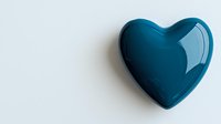 Glossy teal heart shape on white background, minimalist romantic symbol with soft shadow. Clean design for love concepts and healthcare themes.