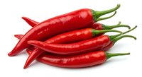 Fresh red hot chili peppers isolated on white background. Spicy vegetables for cooking, seasoning and culinary ingredients ready for design use.