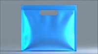Blue metallic shopping bag with handles isolated on gray background for retail and commercial design projects.