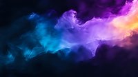 Vibrant colorful smoke effect with blue, purple, and orange hues flowing across dark background creates dynamic abstract art composition for creative design projects.