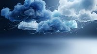 Cloud computing network with digital connections and data transfer visualization in blue sky technology concept for business solutions.