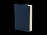 Navy blue hardcover book isolated on transparent background, ready for stickers, print on demand, T-shirt design, clipart, and sublimation projects.