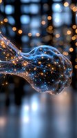 Digital brain with glowing neural connections and light particles, representing artificial intelligence, machine learning, and advanced technology innovation concepts.