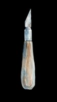 Watercolor carving knife with wooden handle, isolated on transparent background. Great for craft, woodworking, art supply clipart, stickers, t-shirt design, and print on demand.