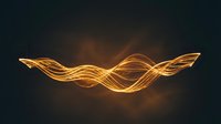 Golden glowing twisted light trails forming elegant wings on dark background, suitable for luxury branding, abstract design, and modern digital artwork.