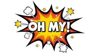 Comic book explosion bubble with OH MY text in retro pop art style. Colorful burst with stars and clouds isolated on transparent background for design.