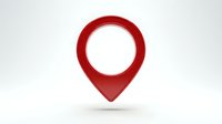 Red location pin symbol isolated on white background, suitable for maps, navigation apps, GPS tracking, travel websites, and directional signage.
