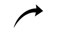 Black curved arrow pointing right on white background isolated for graphic design and presentation use.