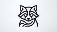 Minimalist raccoon head logo design with clean black lines on white background isolated for branding and graphic design projects.