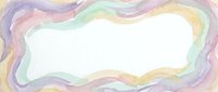 Watercolor rainbow frame border with soft pastel colors creating elegant wavy edges around white center space for text or design elements.