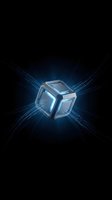 Glowing translucent cube with blue light rays emanating from center against dark background, representing technology, data, innovation, and digital transformation for web and marketing use.