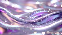 Abstract purple and pink flowing waves with sparkling glitter particles and bokeh lights creating dynamic motion background for digital art projects.