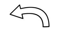 Curved arrow pointing left with thick black outline on white background for web design and user interface navigation elements.