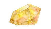Isolated golden yellow citrine crystal gemstone with translucent faceted surfaces, suitable for jewelry design, mineral education, and decorative clipart applications.